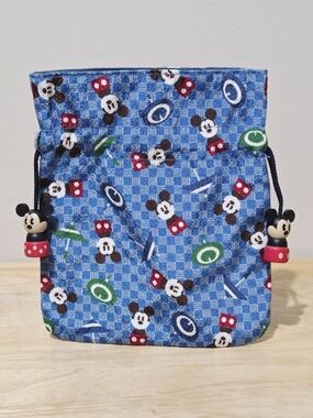 *3 for $30* Vintage Tokyo Disney Woven Mickey Mouse Drawstring Small Pouch